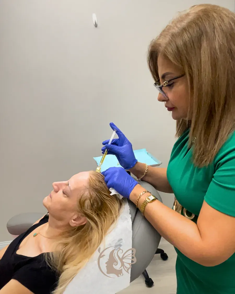 Hair PRP treatment on the scalp at Elegancy Beauty Bar in Ajax